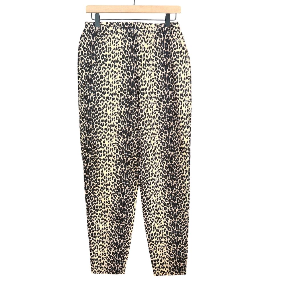 Vintage Cervelle Leopard Pants L Leopard Print Tan Black Stretch Pull On